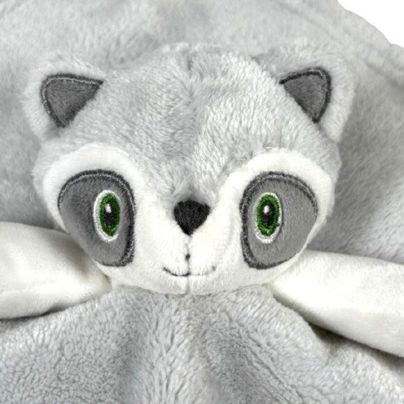 Blankets & Beyond Plush Raccoon Lovey Security Blanket Gray White 11 inches - Picture 3 of 10